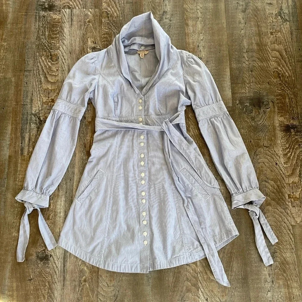 Ted Baker | Blue & White Stripe Belted Shirt Dress